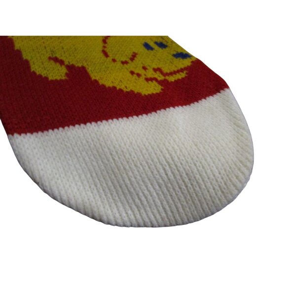 Vintage Puppy Dog Knit Christmas Stocking Deck The Halls Bone And Ball Design - Picture 7 of 10